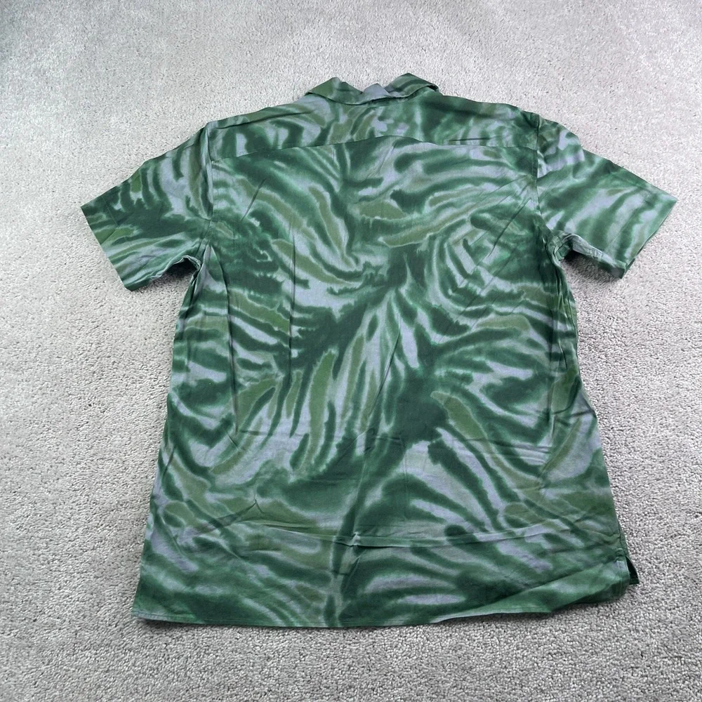 NEW Banana Republic Shirt Mens Medium Green Tie Dye Botanica Camp Loop Collar